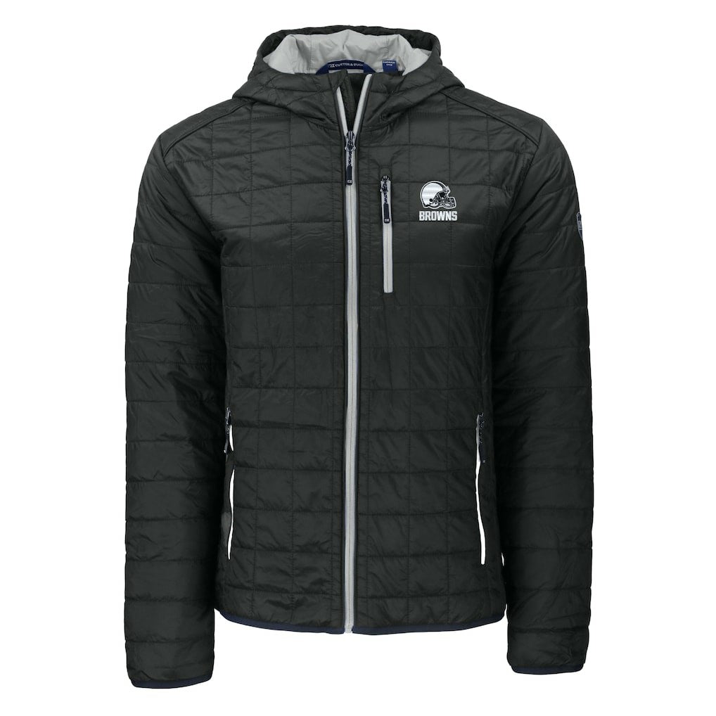 Cleveland Browns Cutter & Buck Rainier Primaloft Eco Full-Zip Hooded Jacket Black | NFL