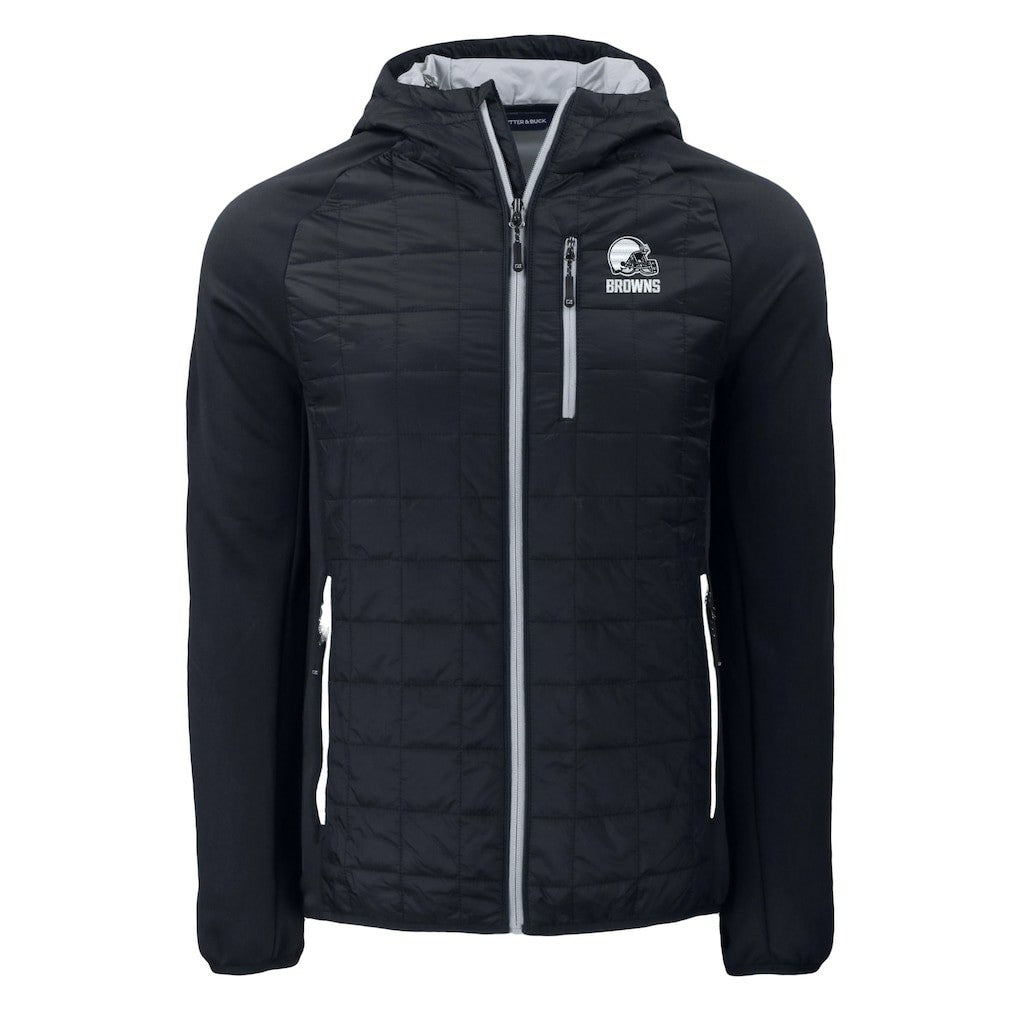 Cleveland Browns Cutter & Buck Rainier Primaloft Eco Full-Zip Hoodie Hybrid Jacket Black | NFL