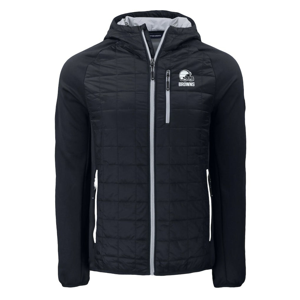 Cleveland Browns Cutter & Buck Rainier Primaloft Eco Full-Zip Hoodie Hybrid Jacket Black | NFL