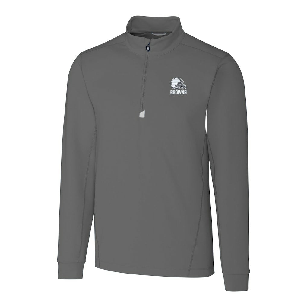 Cleveland Browns Cutter & Buck Big & Tall Traverse Stretch Eco Quarter-Zip Pullover Top Gray | NFL