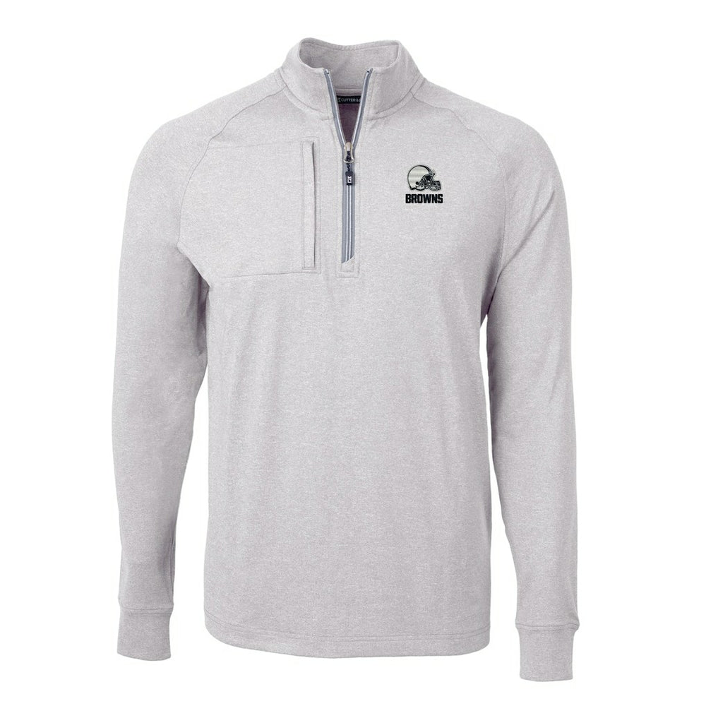 Cleveland Browns Cutter & Buck Big & Tall Adapt Eco Knit Quarter-Zip Top Heather Gray | NFL