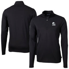 Cleveland Browns Cutter & Buck Big & Tall Virtue Eco Pique Recycled Quarter-Zip Pullover Top Black | NFL