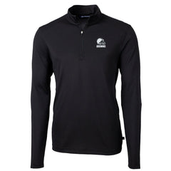 Cleveland Browns Cutter & Buck Big & Tall Virtue Eco Pique Recycled Quarter-Zip Pullover Top Black | NFL