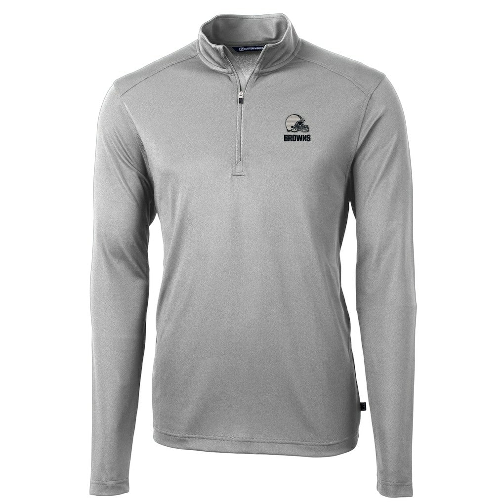Cleveland Browns Cutter & Buck Big & Tall Virtue Eco Pique Recycled Quarter-Zip Pullover Top Gray | NFL