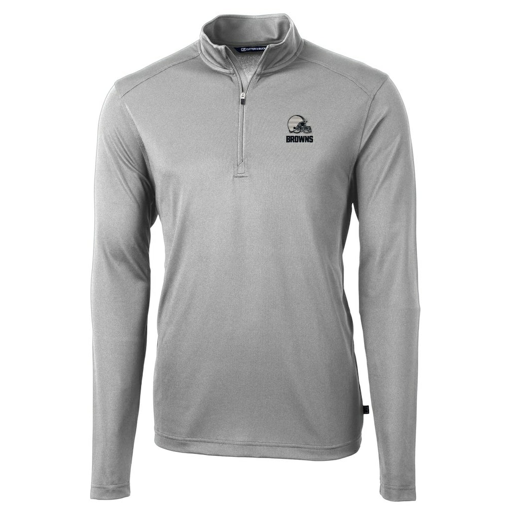 Cleveland Browns Cutter & Buck Big & Tall Virtue Eco Pique Recycled Quarter-Zip Pullover Top Gray | NFL