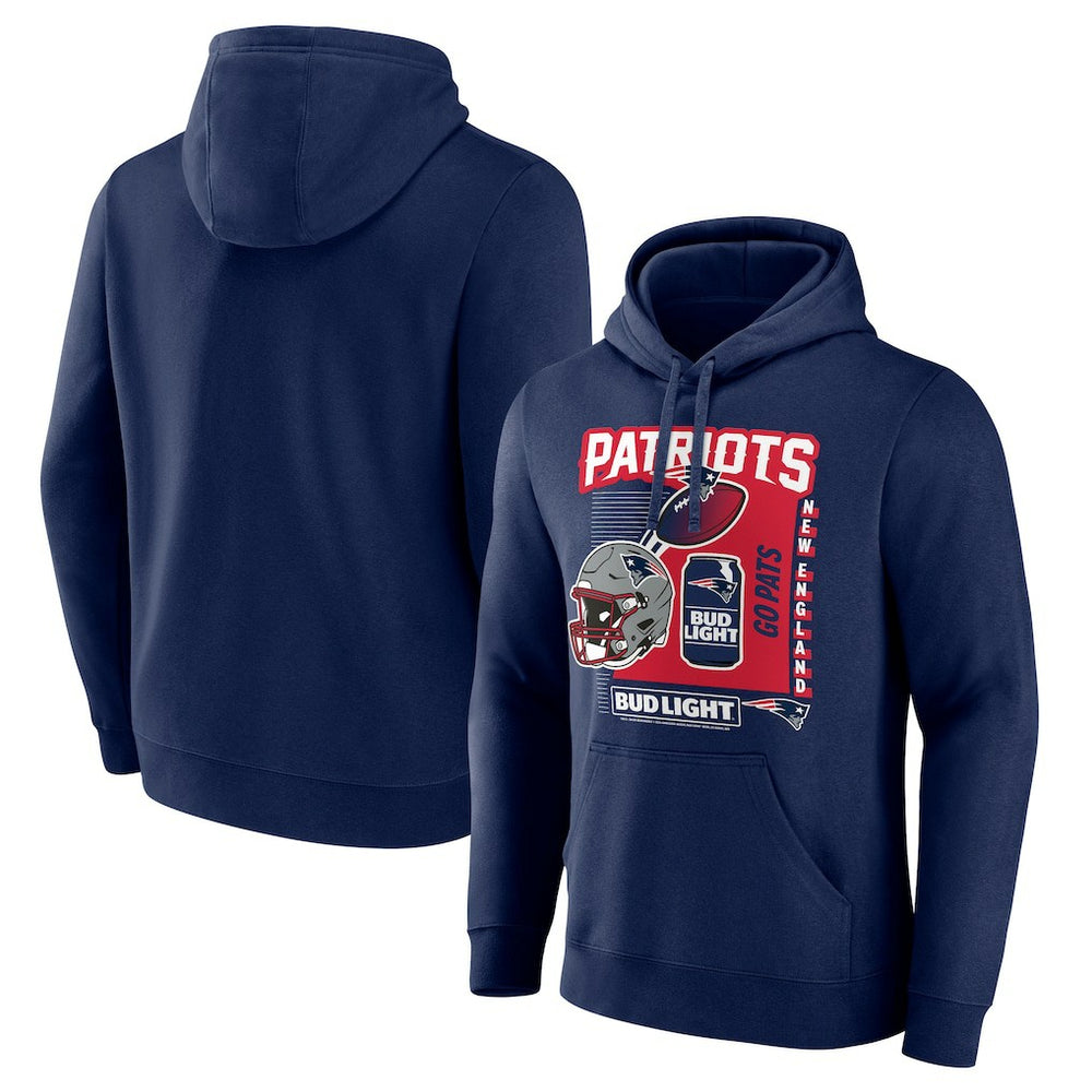 New England Patriots Bud Light Pullover Hoodie Navy | NFL