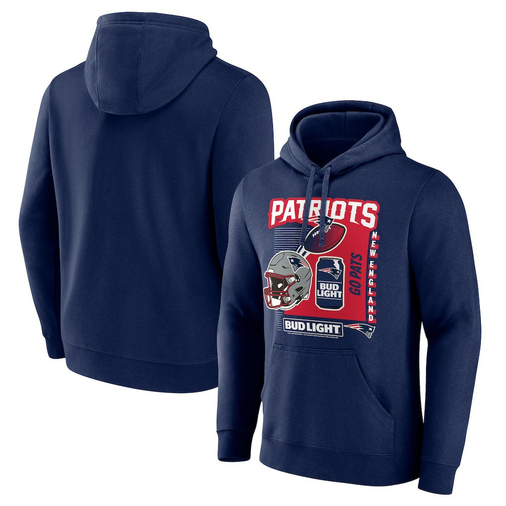 New England Patriots Bud Light Pullover Hoodie Navy | NFL