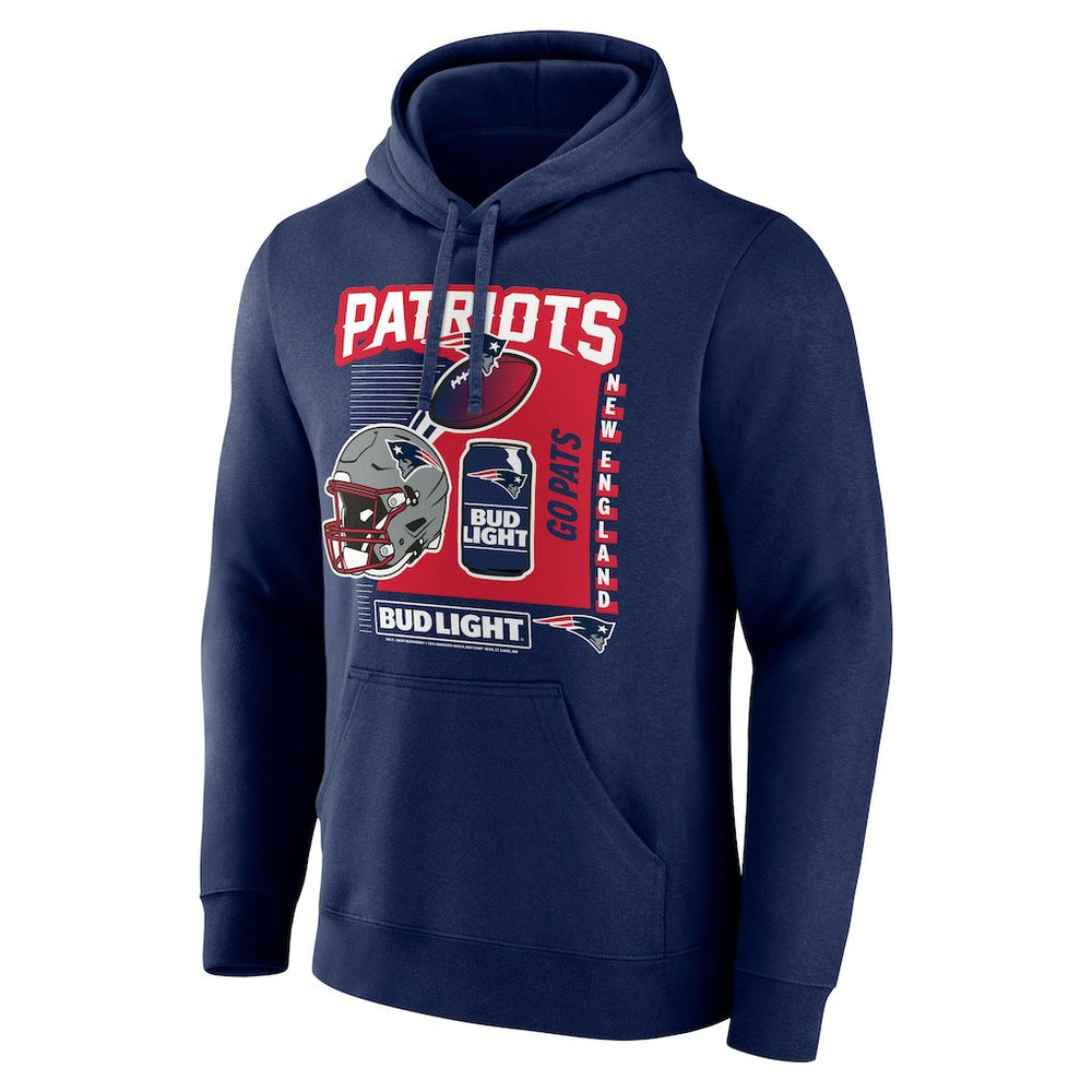 New England Patriots Bud Light Pullover Hoodie Navy | NFL