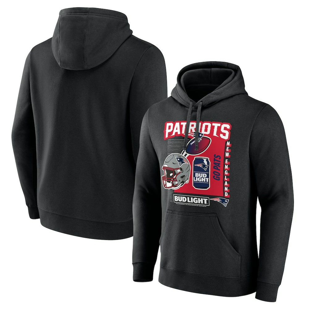 New England Patriots Bud Light Pullover Hoodie Black | NFL
