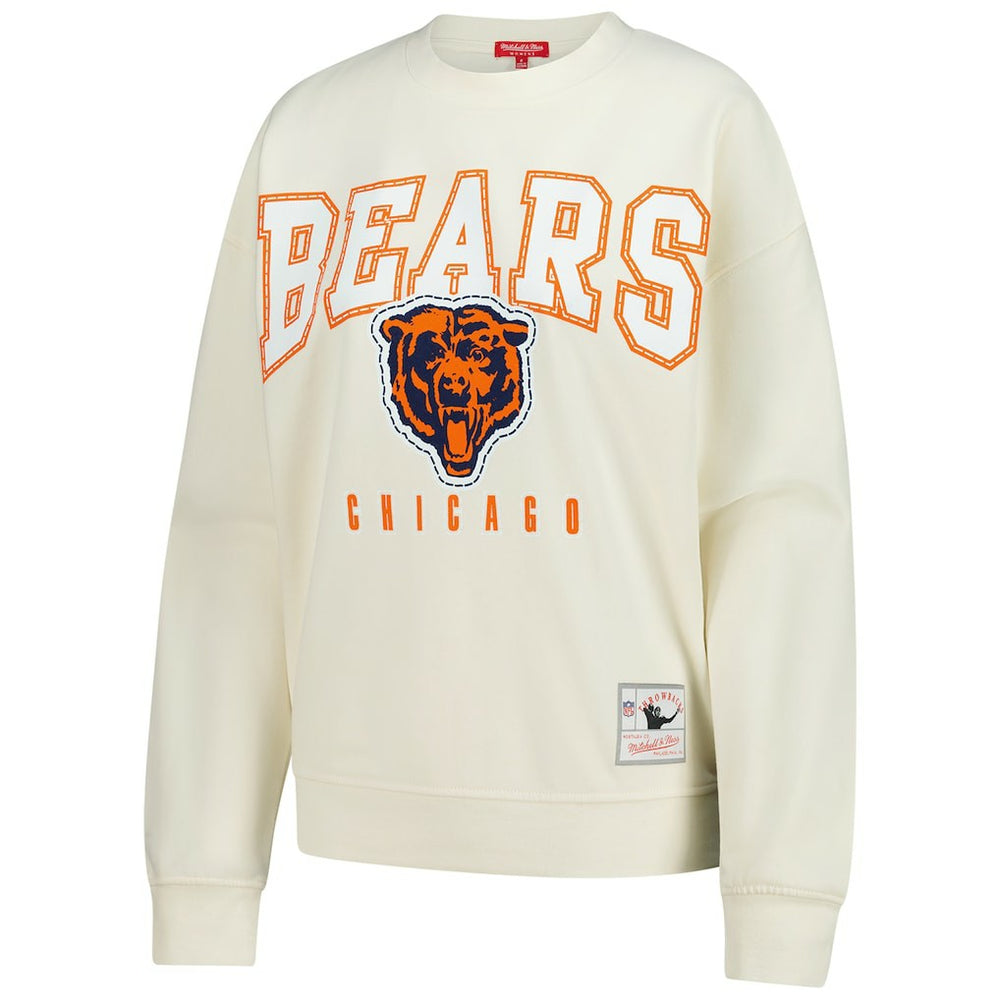 Chicago Bears Women's Fandom Fleece Pullover Sweatshirt Cream | Mitchell & Ness