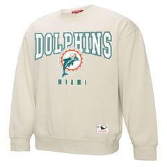 Miami Dolphins Women's Fandom Fleece Pullover Sweatshirt Cream | Mitchell & Ness