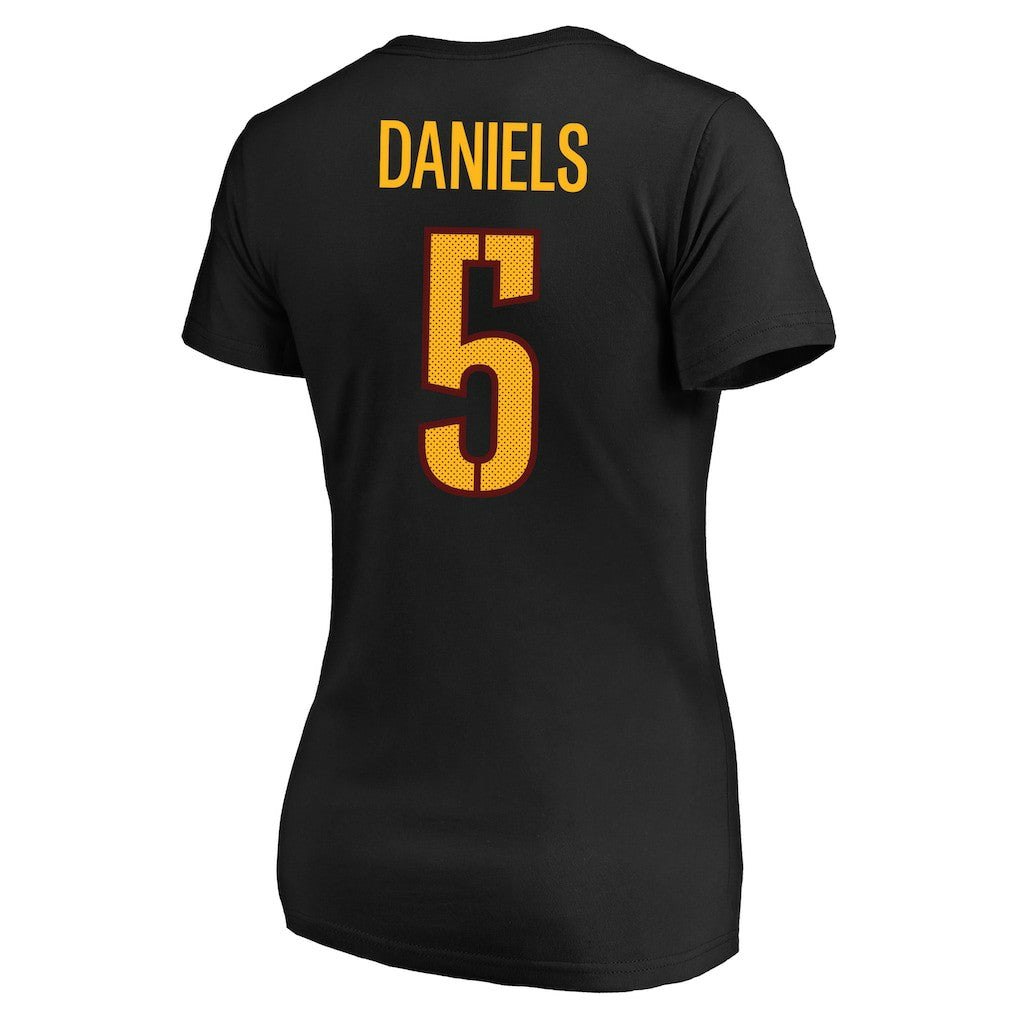 Jayden Daniels Washington Commanders Women's Plus Size Fair Catch Name & Number Scoop Neck T-Shirt Black | NFL