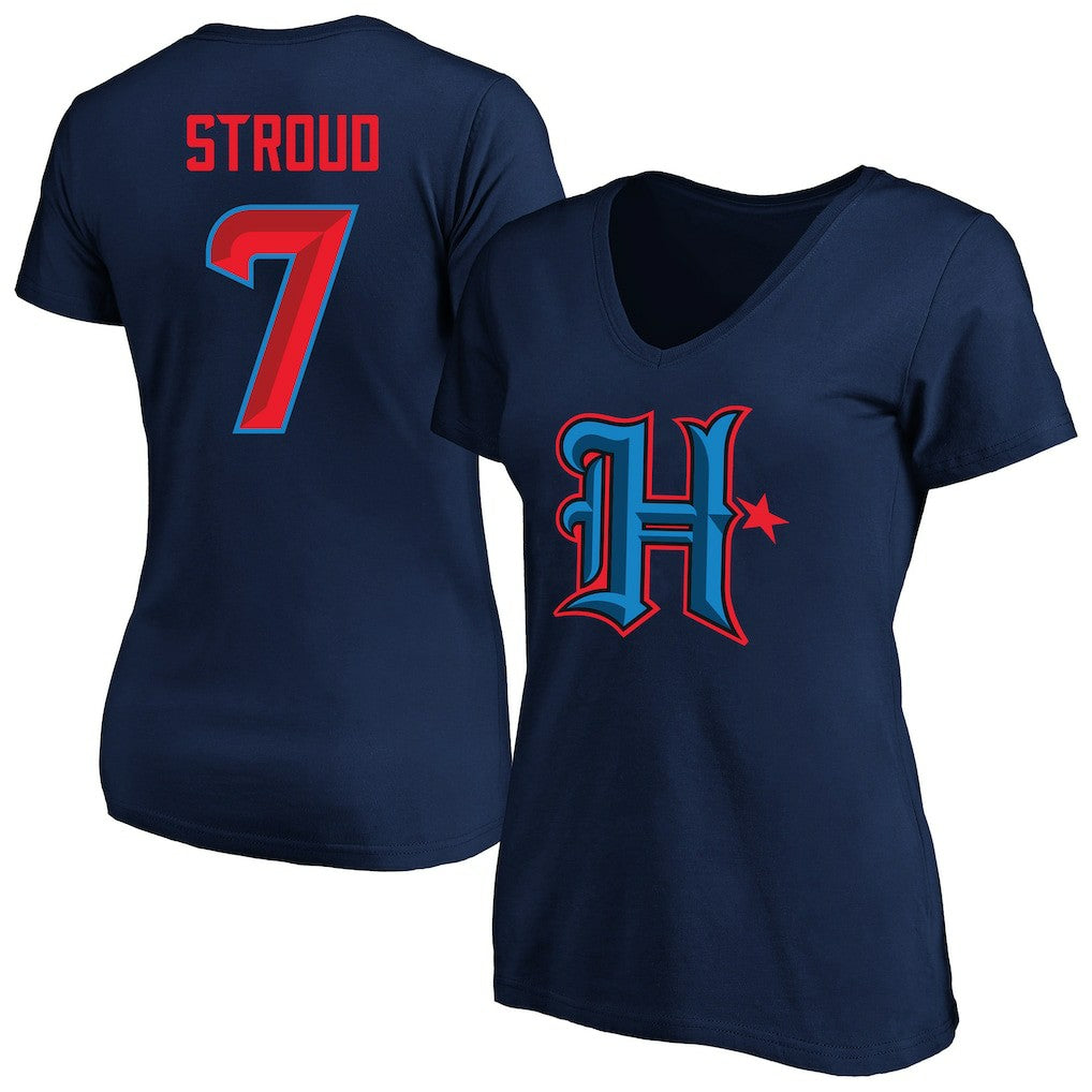 C.J. Stroud Houston Texans Women's Plus Size Fair Catch Name & Number Scoop Neck T-Shirt Navy | NFL