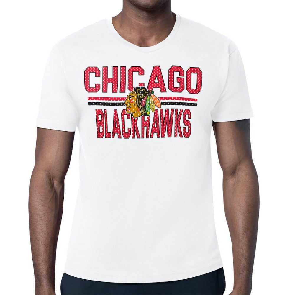 Chicago Blackhawks Starter Mesh Look Team Name T-Shirt - White - NHL