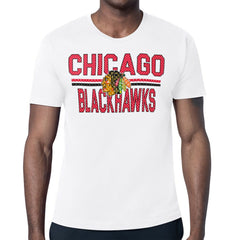 Chicago Blackhawks Starter Mesh Look Team Name T-Shirt - White - NHL