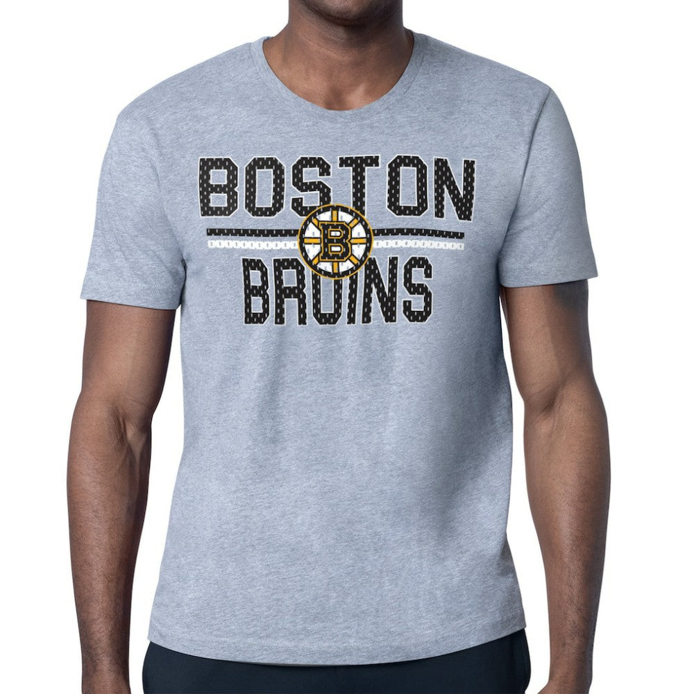 Boston Bruins Starter Mesh Look Team Name T-Shirt - Heather Gray - NHL
