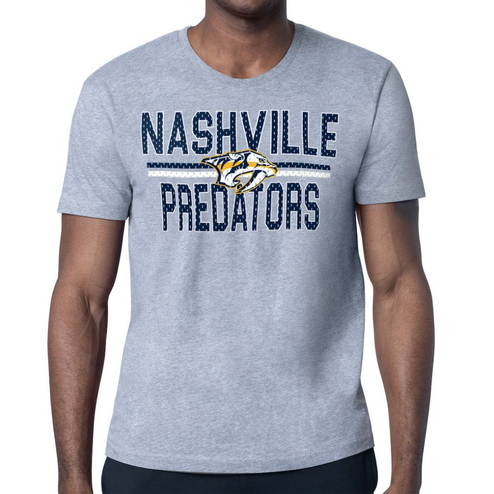 Nashville Predators Starter Mesh Look Team Name T-Shirt - Heather Gray - NHL