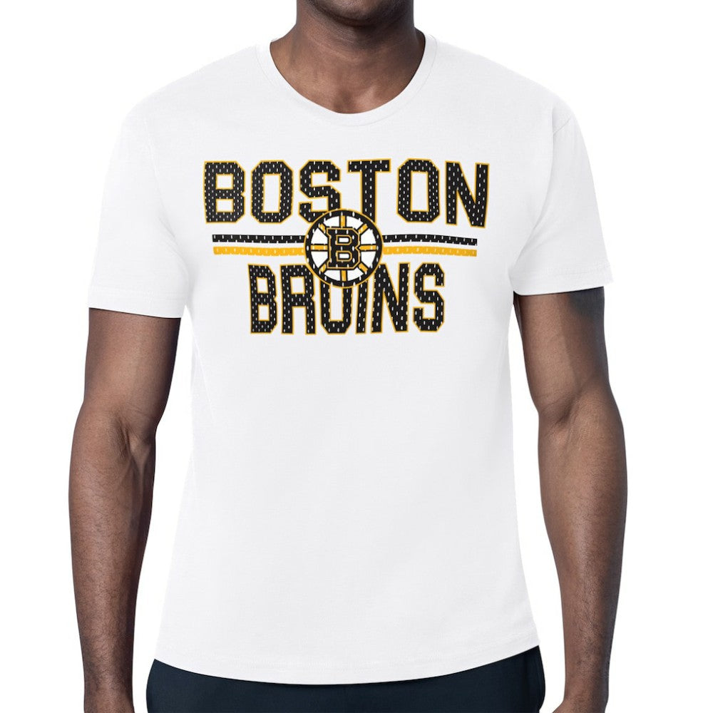 Boston Bruins Starter Mesh Look Team Name T-Shirt - White - NHL