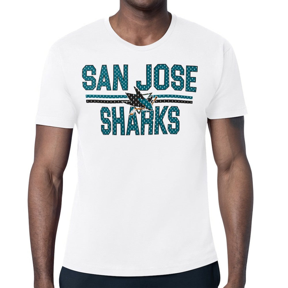 San Jose Sharks Starter Mesh Look Team Name T-Shirt - White - NHL
