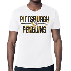Pittsburgh Penguins Starter Mesh Look Team Name T-Shirt - White - NHL