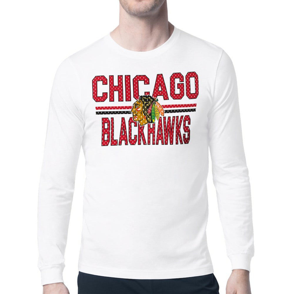 Chicago Blackhawks Starter Mesh Look Team Name Long Sleeve T-Shirt - White - NHL