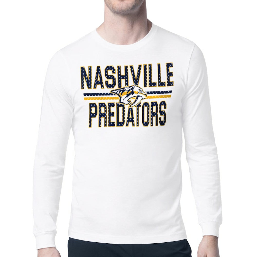 Nashville Predators Starter Mesh Look Team Name Long Sleeve T-Shirt - White - NHL