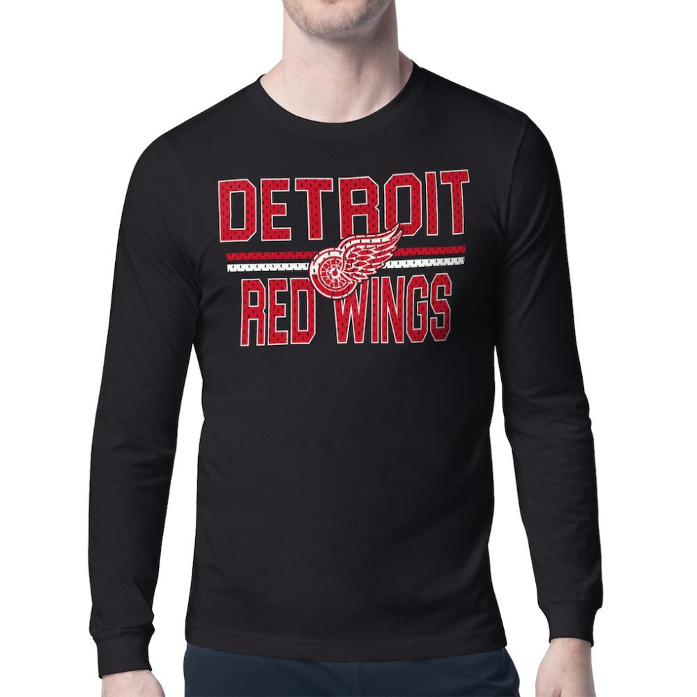 Detroit Red Wings Starter Mesh Look Team Name Long Sleeve T-Shirt - Black - NHL