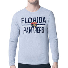 Florida Panthers Starter Mesh Look Team Name Logo Long Sleeve T-Shirt - Heather Gray - NHL