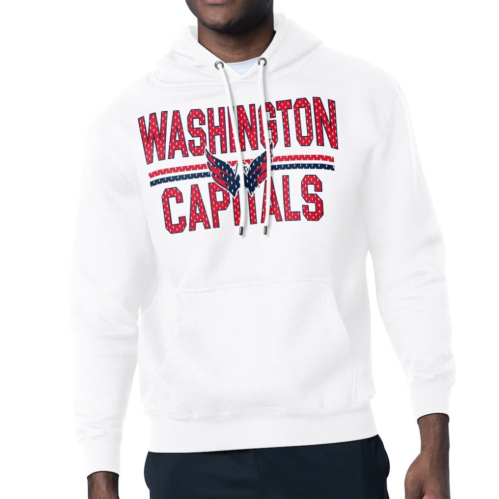 Washington Capitals Starter Mesh Look Team Name Logo Tri-Blend Pullover Hoodie - White - NHL