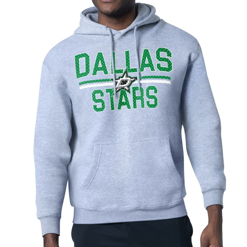Dallas Stars Starter Mesh Look Team Name Logo Tri-Blend Pullover Hoodie - Heather Gray - NHL