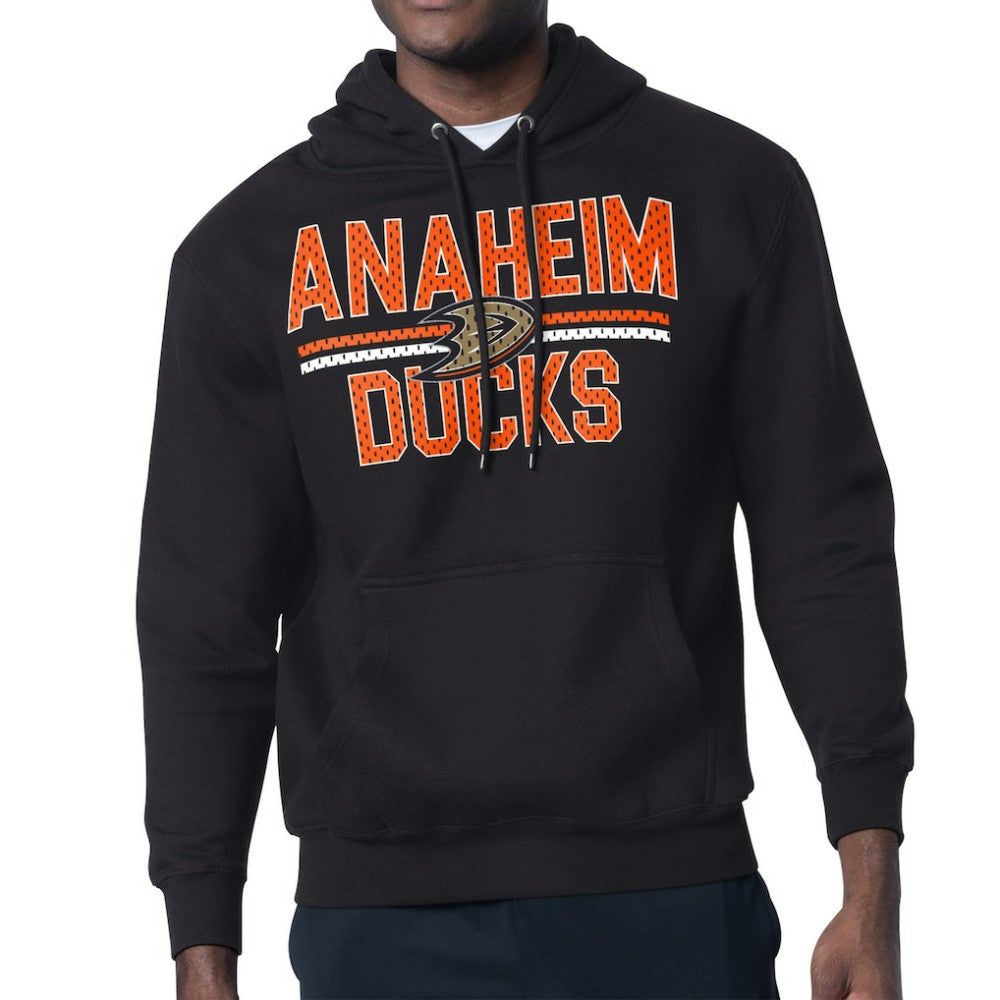 Anaheim Ducks Starter Mesh Look Team Name Logo Tri-Blend Pullover Hoodie - Black - NHL