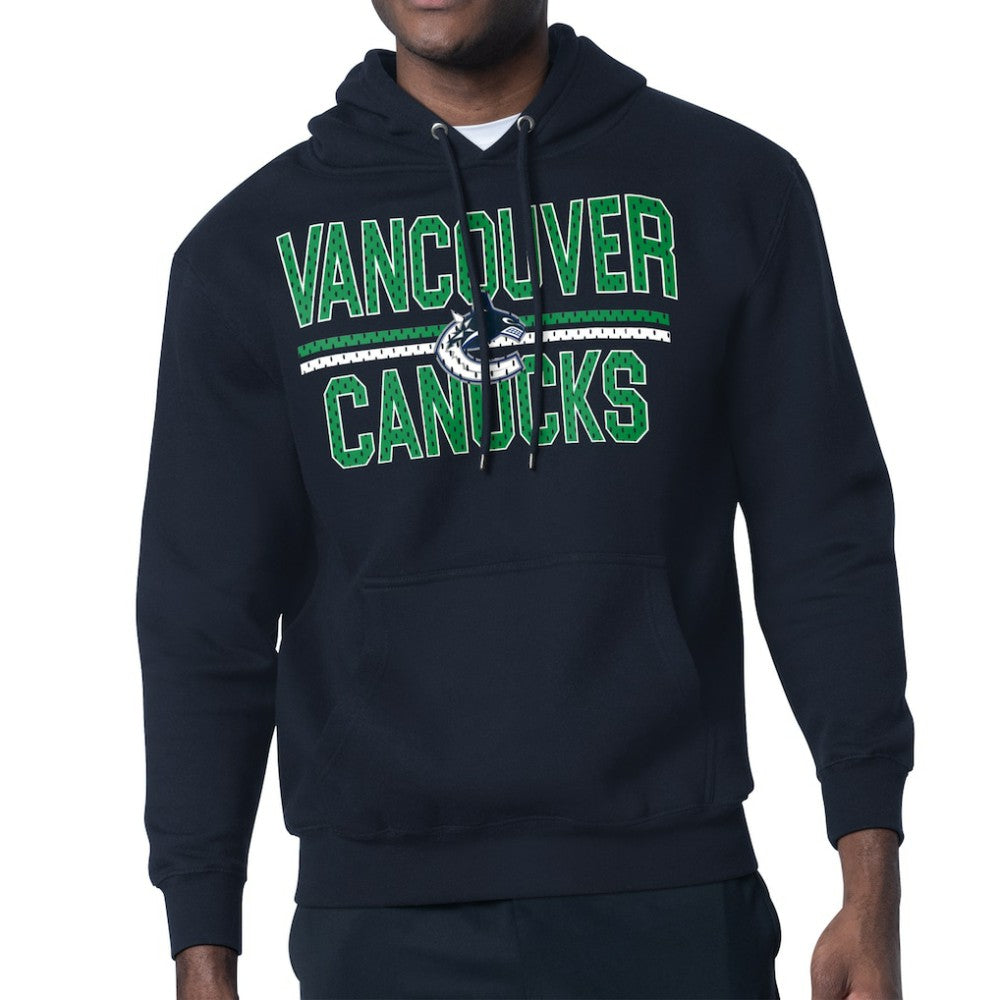 Vancouver Canucks Starter Mesh Look Team Name Logo Tri-Blend Pullover Hoodie - Navy - NHL