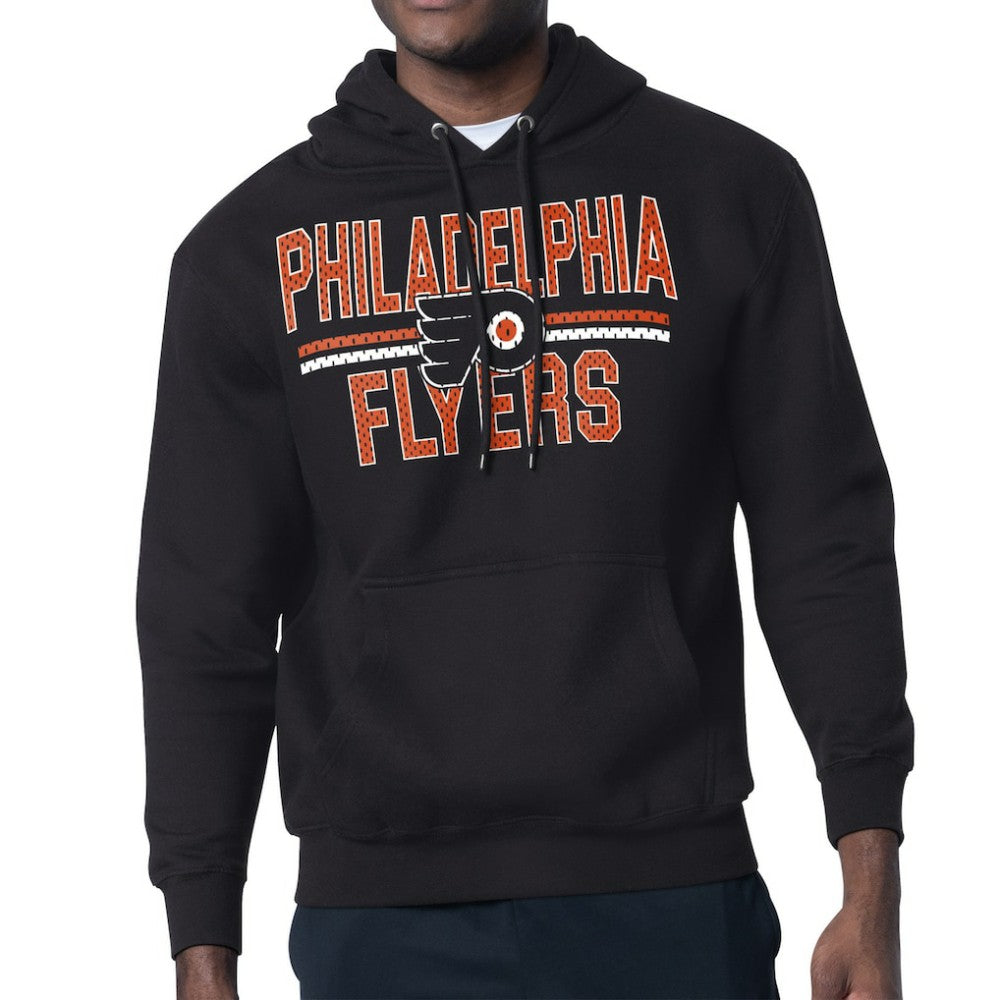 Philadelphia Flyers Starter Mesh Look Team Name Logo Tri-Blend Pullover Hoodie - Black - NHL