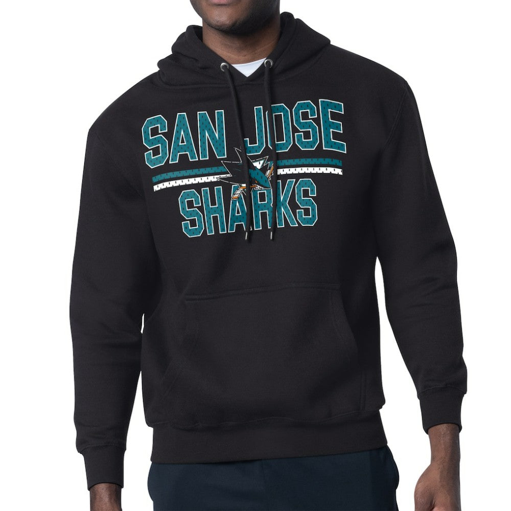 San Jose Sharks Starter Mesh Look Team Name Logo Tri-Blend Pullover Hoodie - Black - NHL