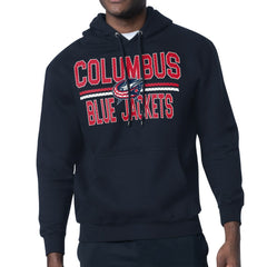 Columbus Blue Jackets Starter Mesh Look Team Name Logo Tri-Blend Pullover Hoodie - Navy - NHL