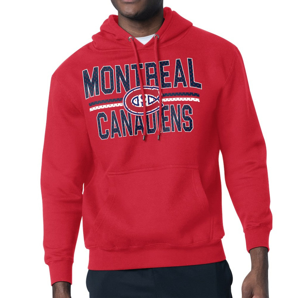 Montreal Canadiens Starter Mesh Look Team Name Logo Tri-Blend Pullover Hoodie - Red - NHL