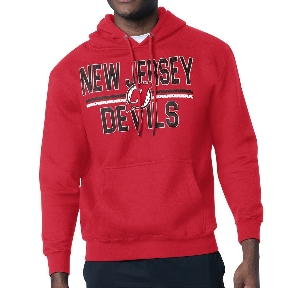 New Jersey Devils Starter Mesh Look Team Name Logo Tri-Blend Pullover Hoodie - Red - NHL