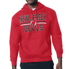 New Jersey Devils Starter Mesh Look Team Name Logo Tri-Blend Pullover Hoodie - Red - NHL