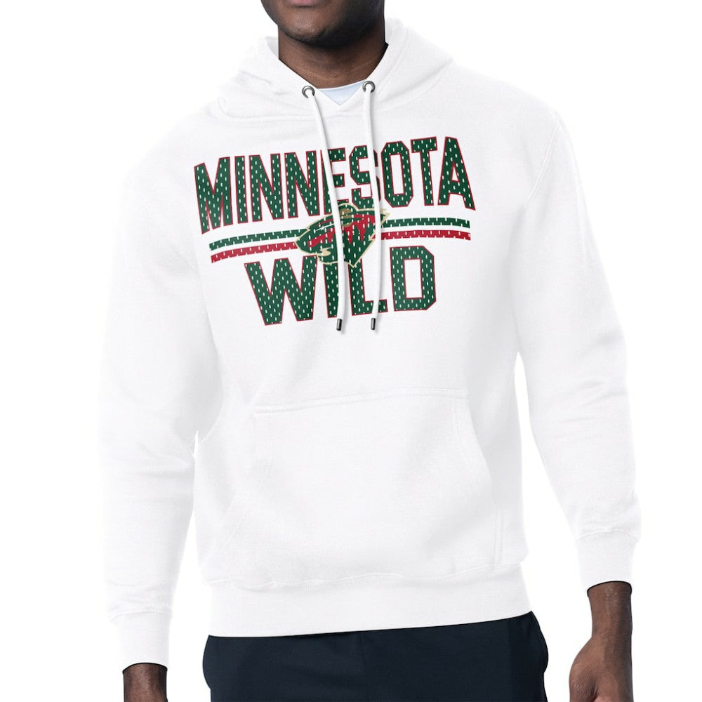 Minnesota Wild Starter Mesh Look Team Name Logo Tri-Blend Pullover Hoodie - White - NHL