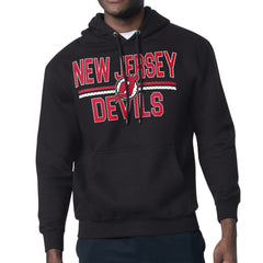 New Jersey Devils Starter Mesh Look Team Name Logo Tri-Blend Pullover Hoodie - Black - NHL