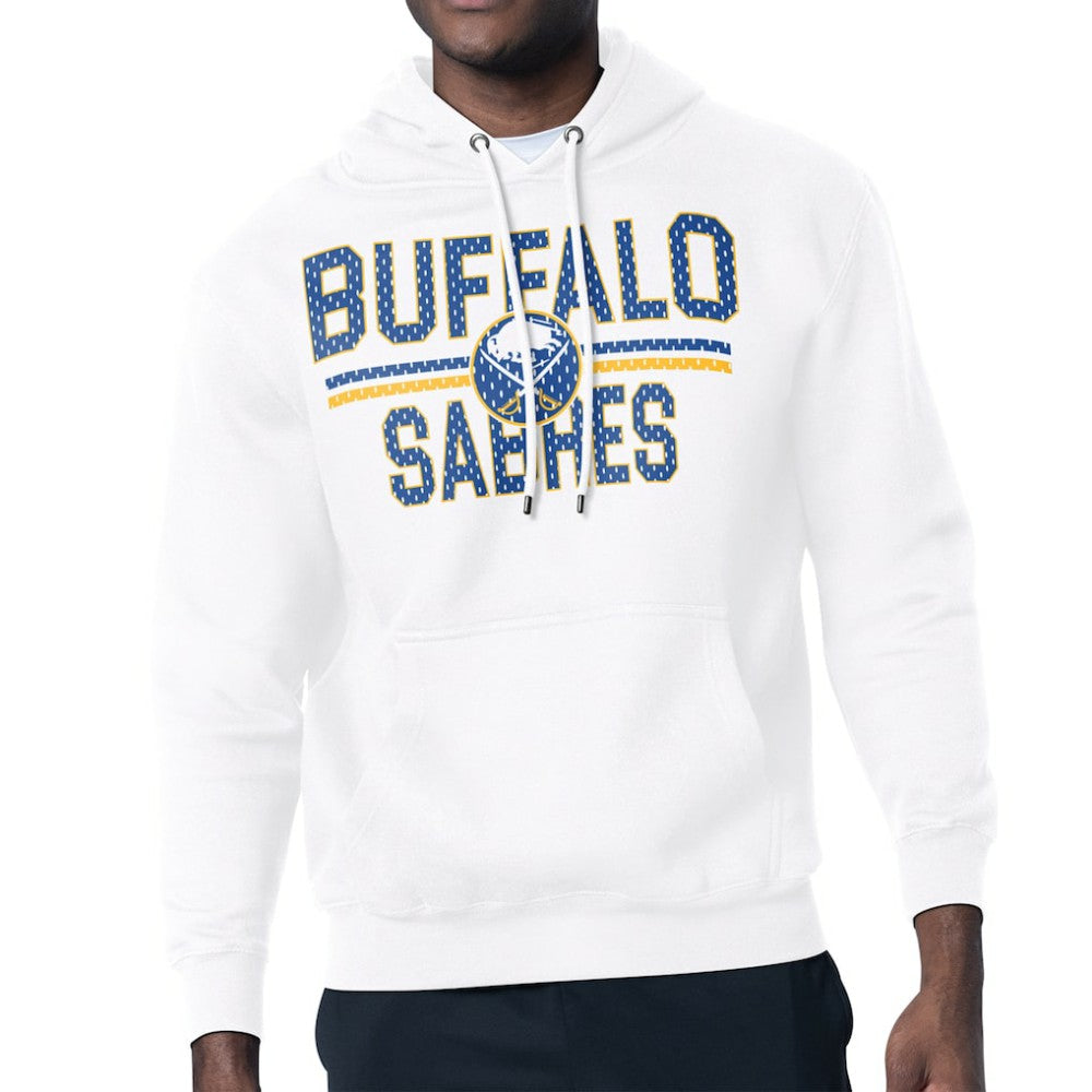 Buffalo Sabres Starter Mesh Look Team Name Logo Tri-Blend Pullover Hoodie - White - NHL