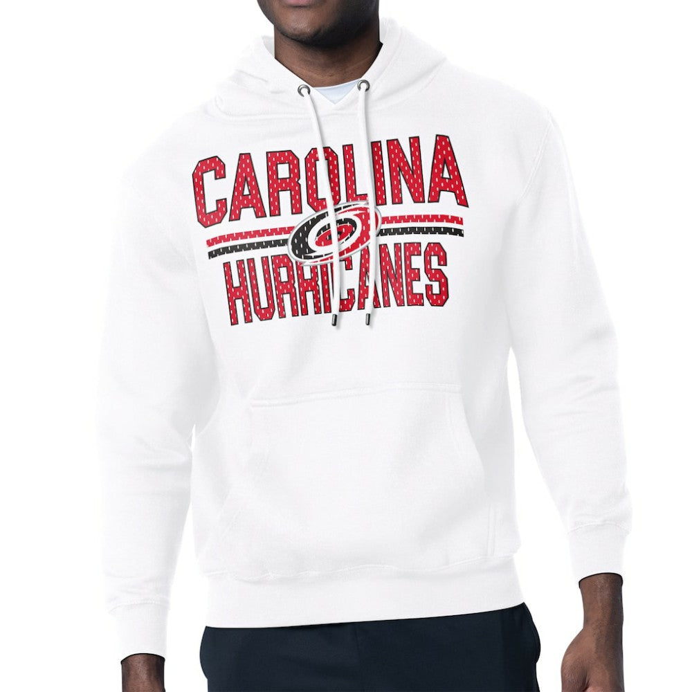 Carolina Hurricanes Starter Mesh Look Team Name Logo Tri-Blend Pullover Hoodie - White - NHL