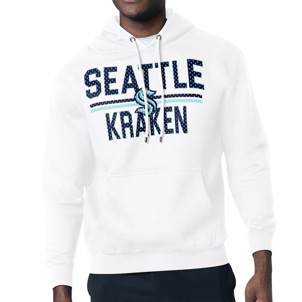 Seattle Kraken Starter Mesh Look Team Name Logo Tri-Blend Pullover Hoodie - White - NHL