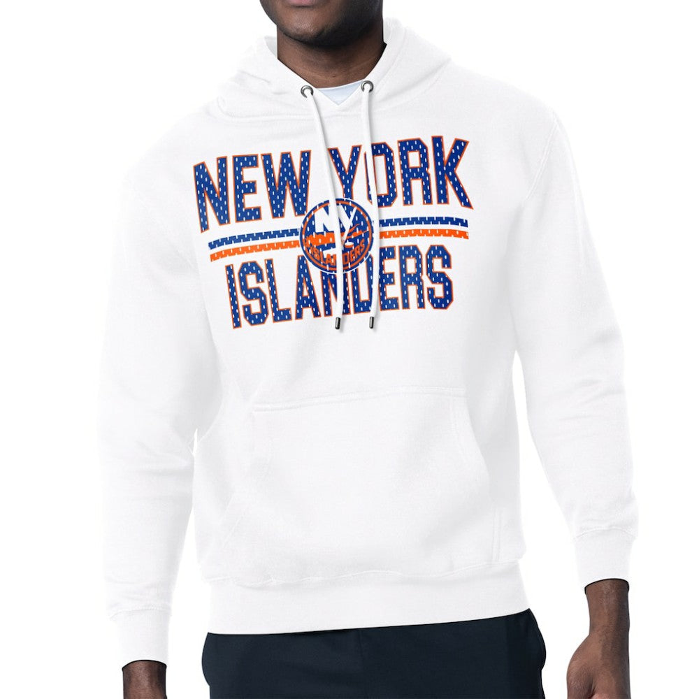New York Islanders Starter Mesh Look Team Name Logo Tri-Blend Pullover Hoodie - White - NHL