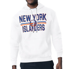 New York Islanders Starter Mesh Look Team Name Logo Tri-Blend Pullover Hoodie - White - NHL