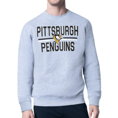 Pittsburgh Penguins Starter Mesh Look Team Name Logo Pullover Sweatshirt - Heather Gray - NHL