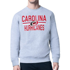 Carolina Hurricanes Starter Mesh Look Team Name Logo Pullover Sweatshirt - Heather Gray - NHL
