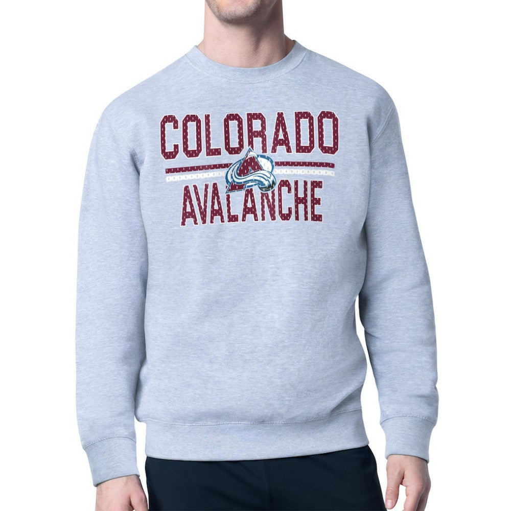 Colorado Avalanche Starter Mesh Look Team Name Logo Pullover Sweatshirt - Heather Gray - NHL