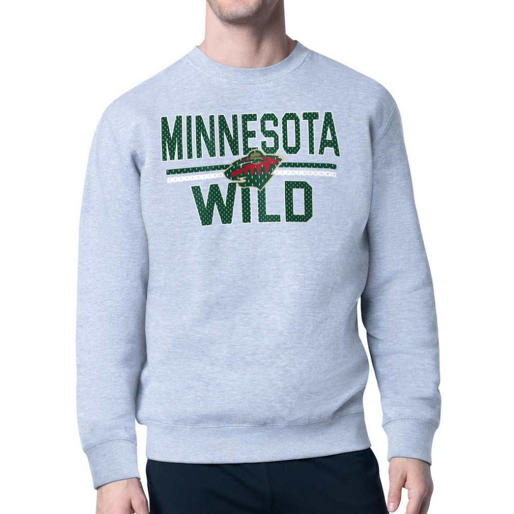 Minnesota Wild Starter Mesh Look Team Name Logo Pullover Sweatshirt - Heather Gray - NHL