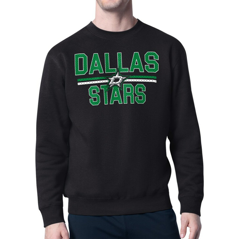 Dallas Stars Starter Mesh Look Team Name Logo Pullover Sweatshirt - Black - NHL